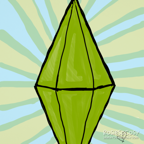 A green plumbob from The Sims.