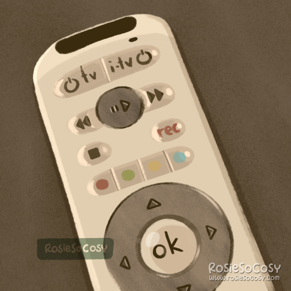 An illustration of a white/beige remote control.