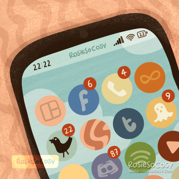 An illustration of a smartphone with a bunch of app icons, many of which have a red notification badge next to it with the amount of unread messages.