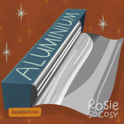 An illustration of a roll of aluminium foil.