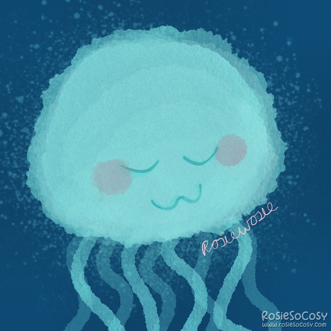 Random doodle kawaii cute jellyfish kwal