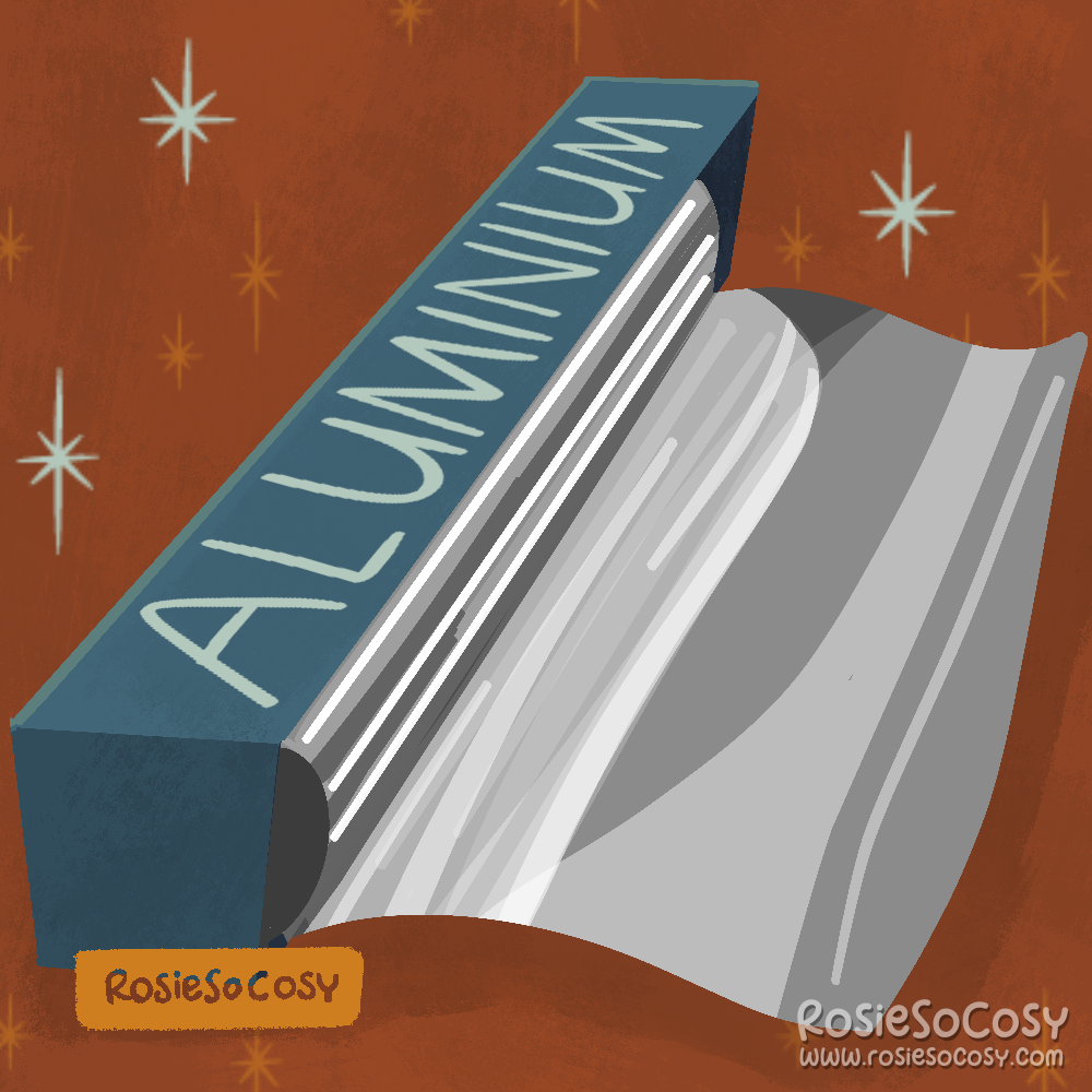 An illustration of a roll of aluminium foil.