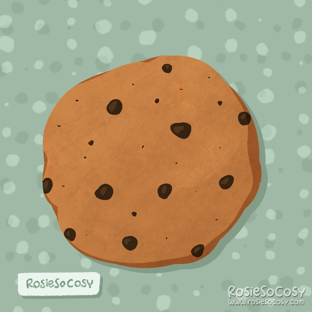 An illustration of a chocolate chip cookie.