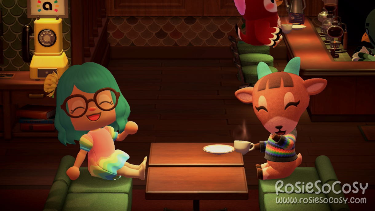 Rosie and Pashmina meeting up for coffee at Brewster's café one last time